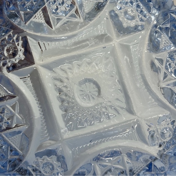 Vintage Ice Blue Pressed Glass Bowl Sawtooth Edge 6" Dia 2" Deep Unknown Maker - Picture 3 of 7